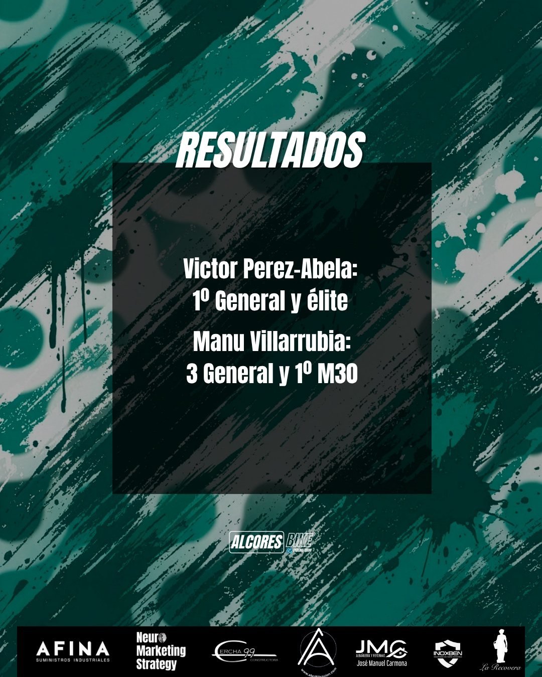 Víctor Pérez-Abela primero general y Élite; Manu Villarrubia tercero general y primero Máster 30